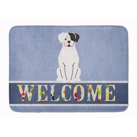 Carolines Treasures White Boxer Cooper Welcome Machine Washable Memory Foam Mat BB5695RUG